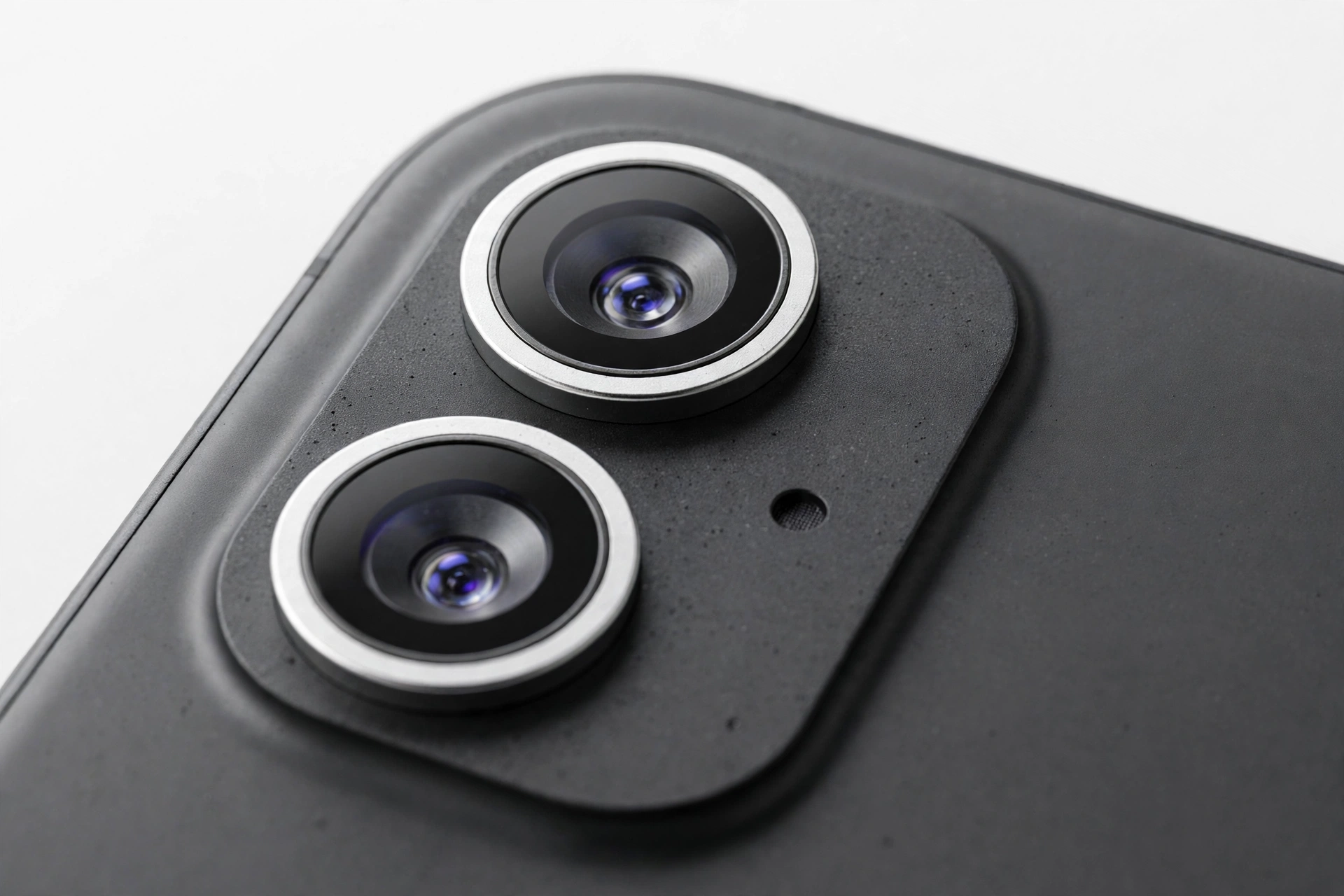 Close-up of a smartphone camera module for troubleshooting camera issues