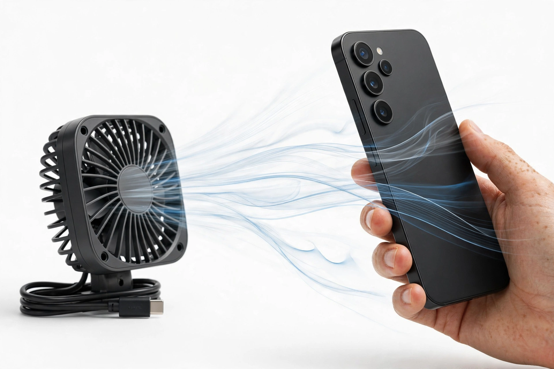 Cooling a hot smartphone with a small fan