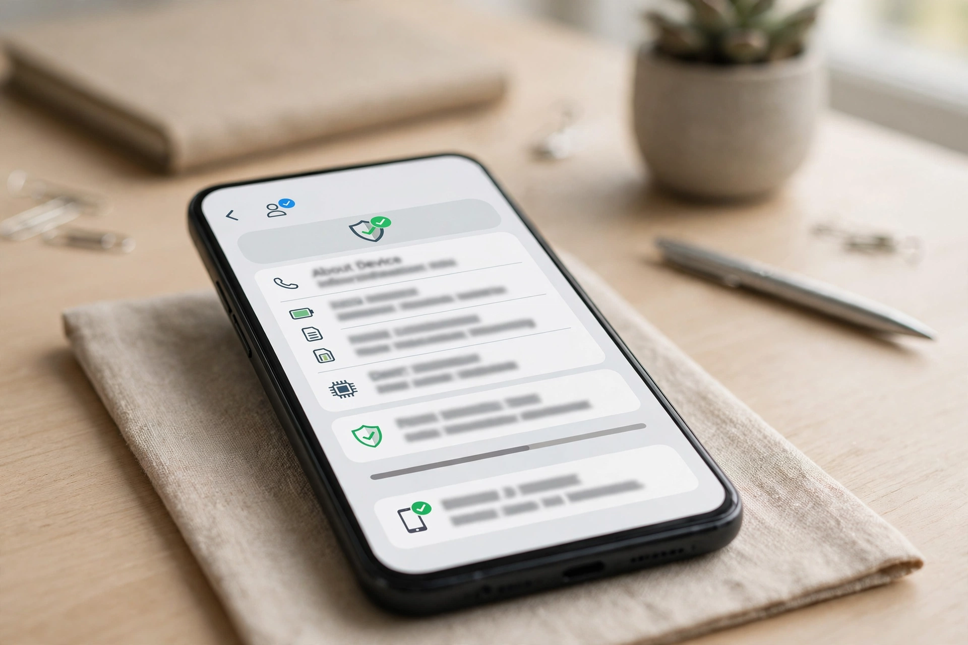 Smartphone settings about-phone page showing model details