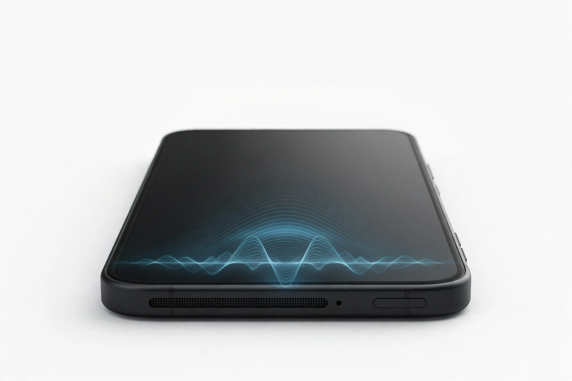 Smartphone playing audio with sound wave visualization, audio troubleshooting