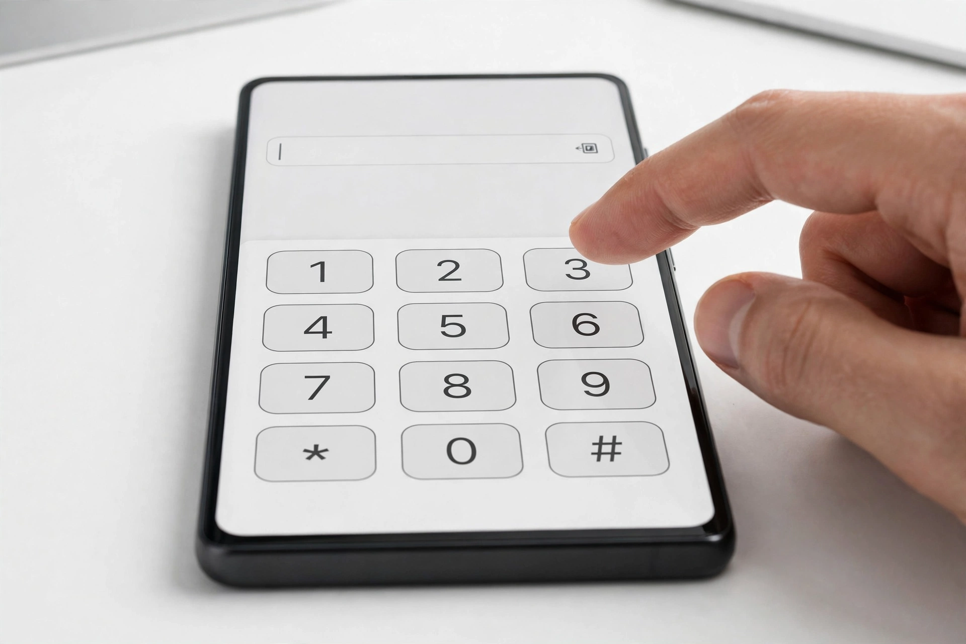 Dialing the IMEI verification code on a smartphone keypad