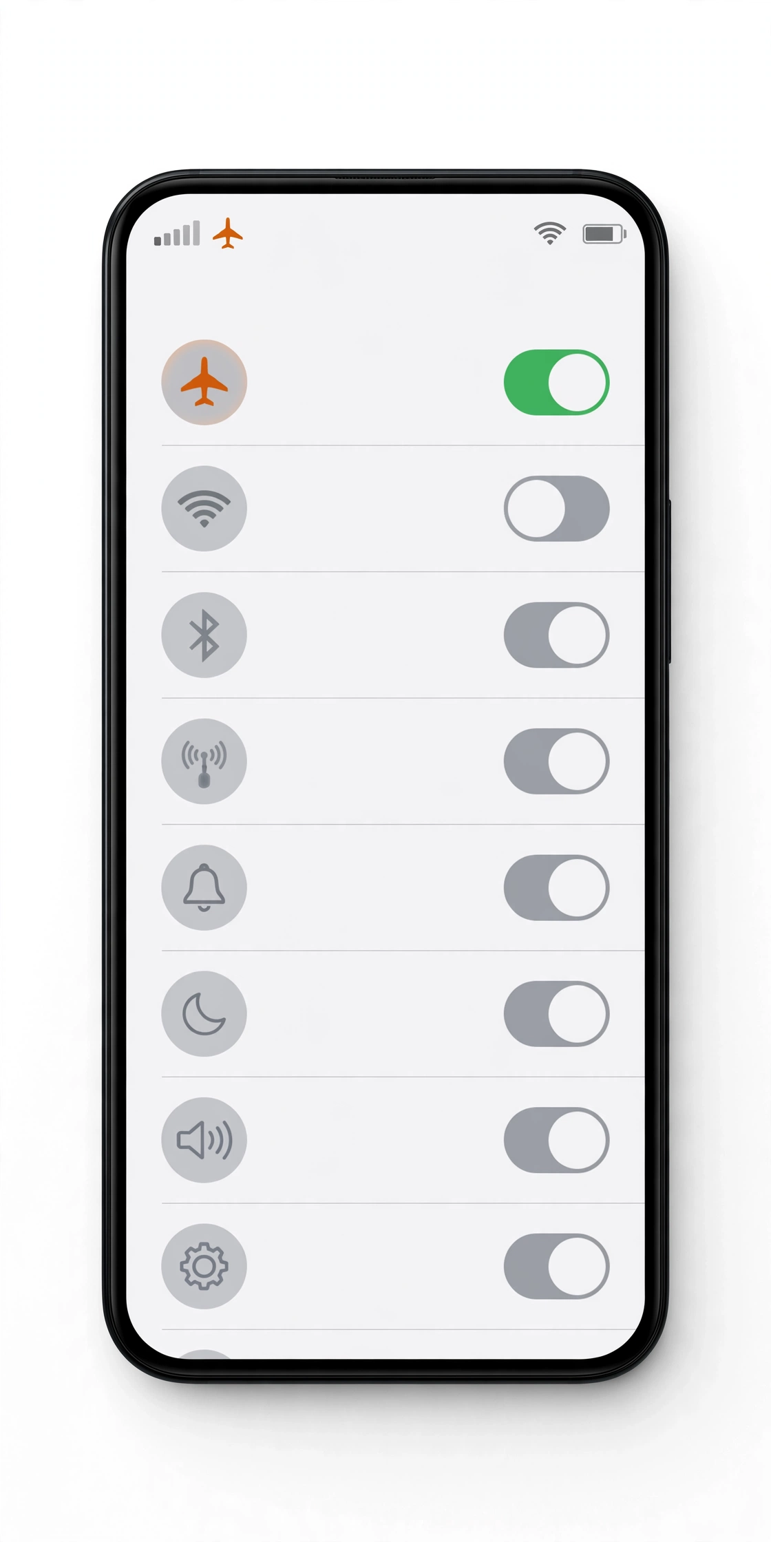 Smartphone showing no service signal
