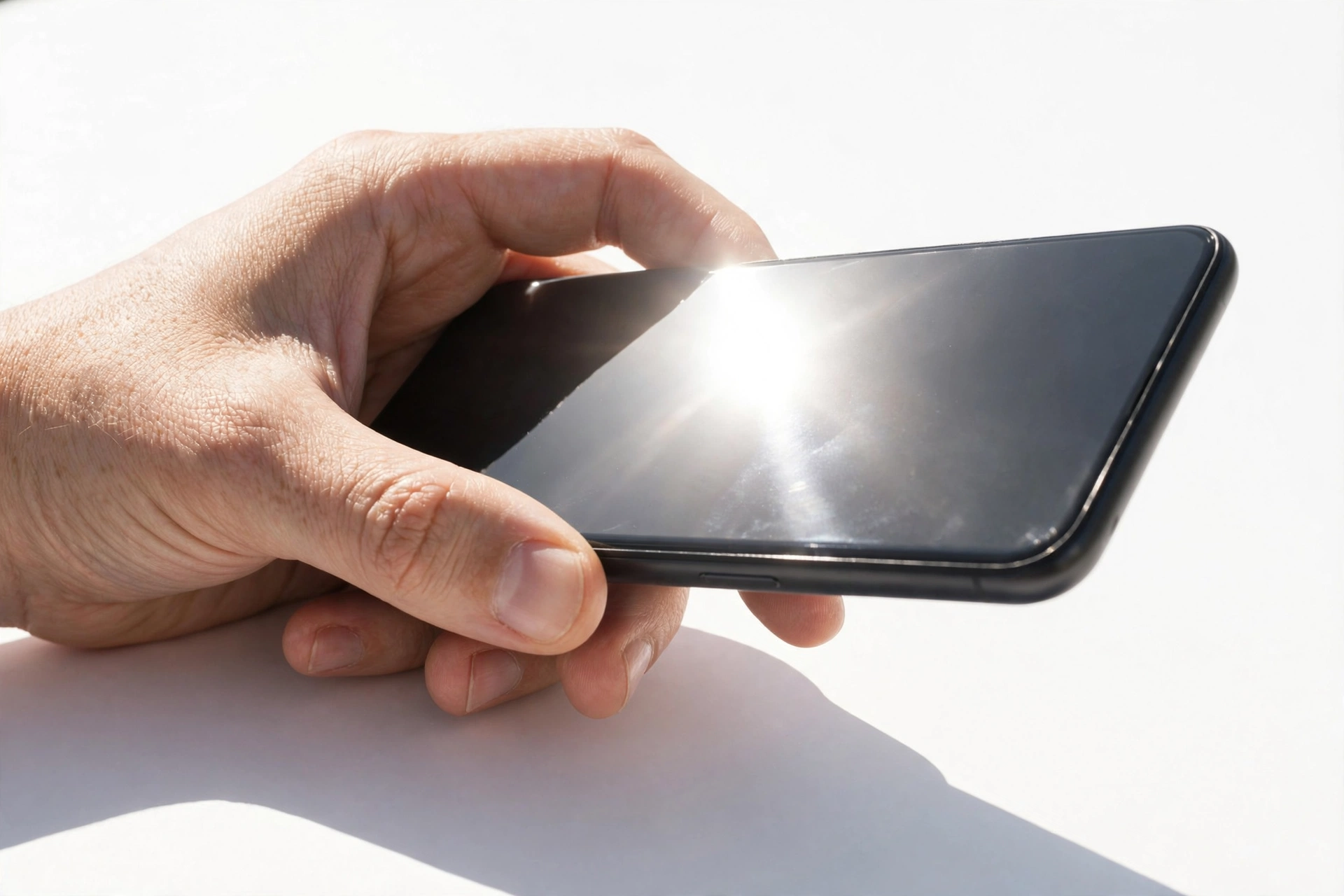 Using a phone in bright sunlight
