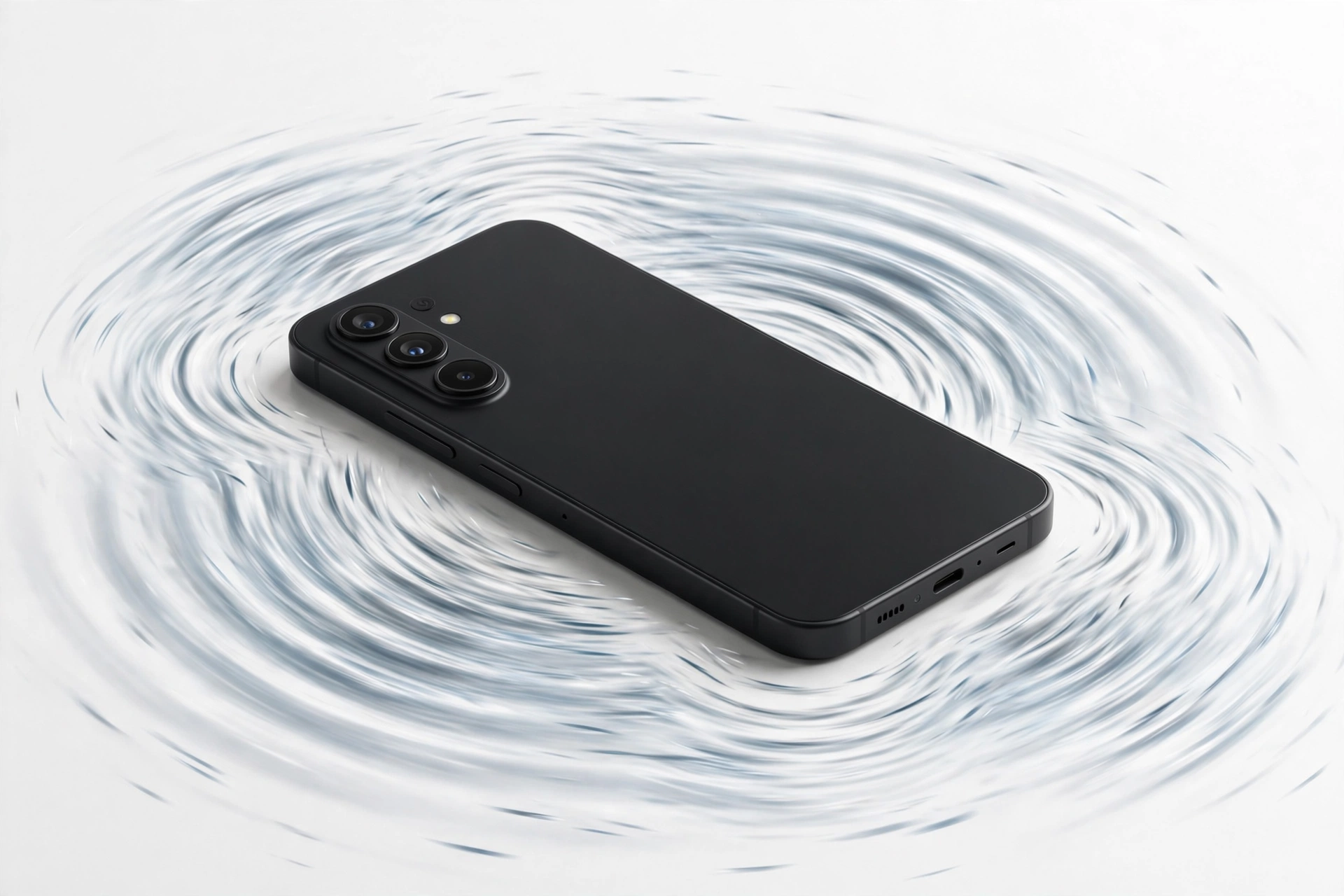 Smartphone with vibration waves illustrating buzzing noise
