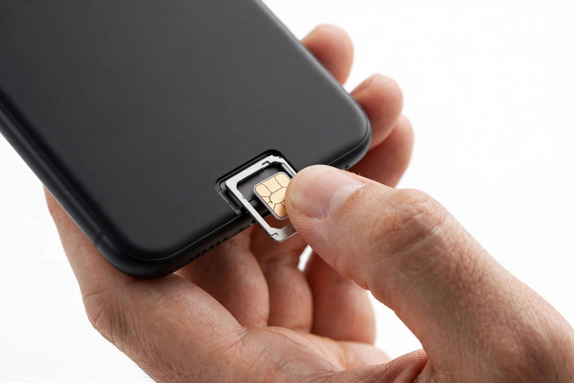 Inserting a SIM card into a phone to transfer contacts