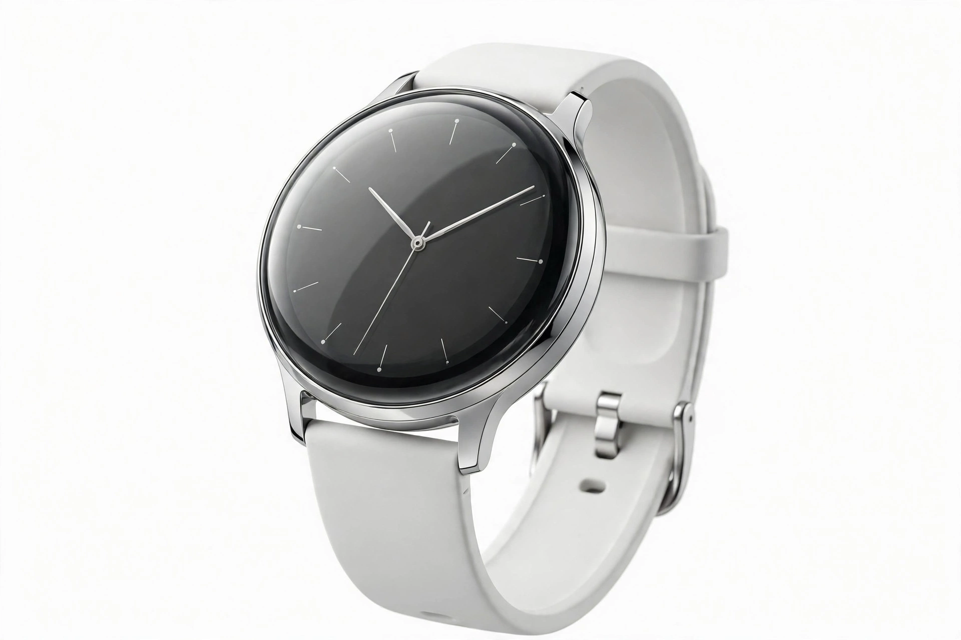 Round-faced premium smartwatch with domed glass display