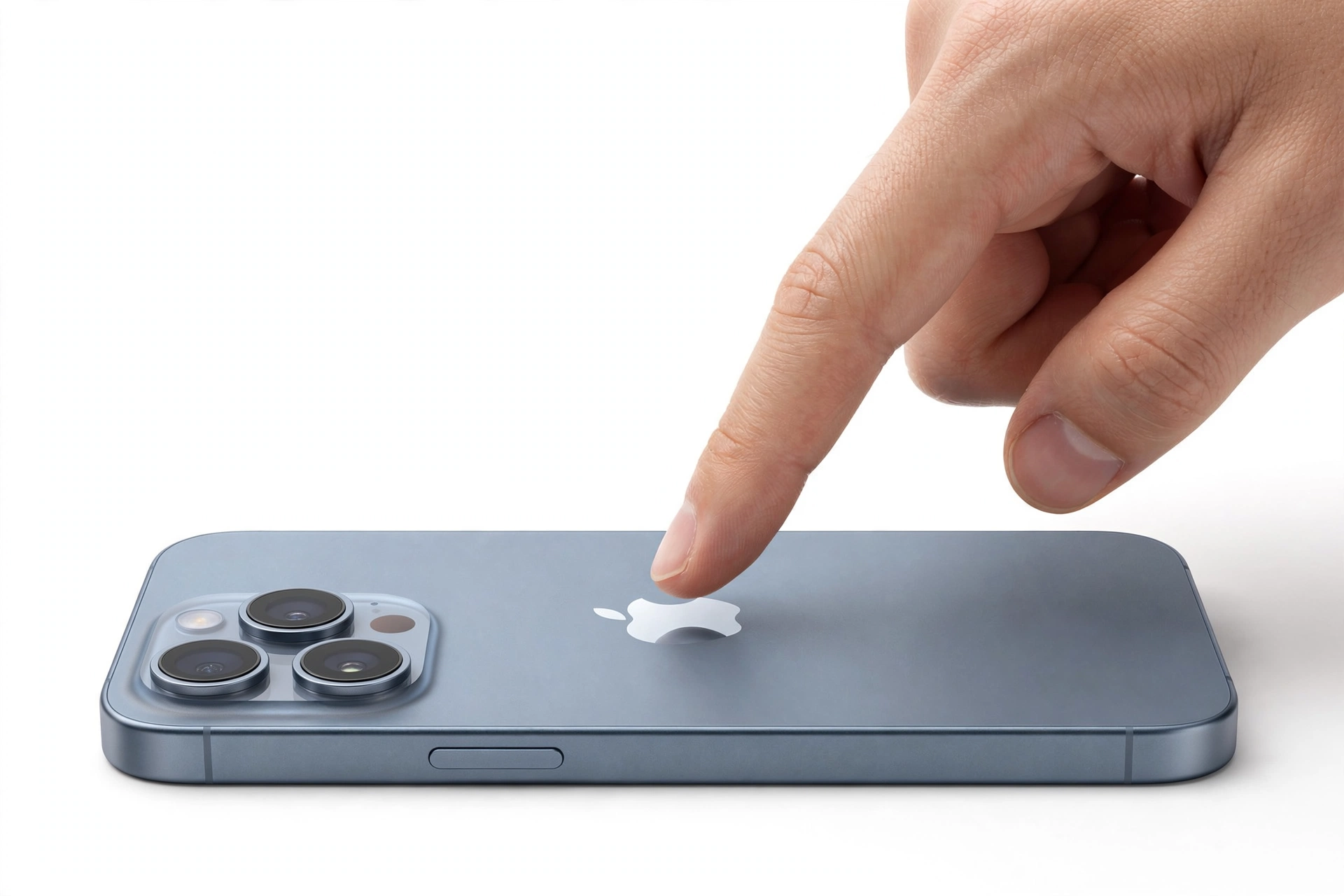 Finger double-tapping the back of an iPhone for the back tap gesture
