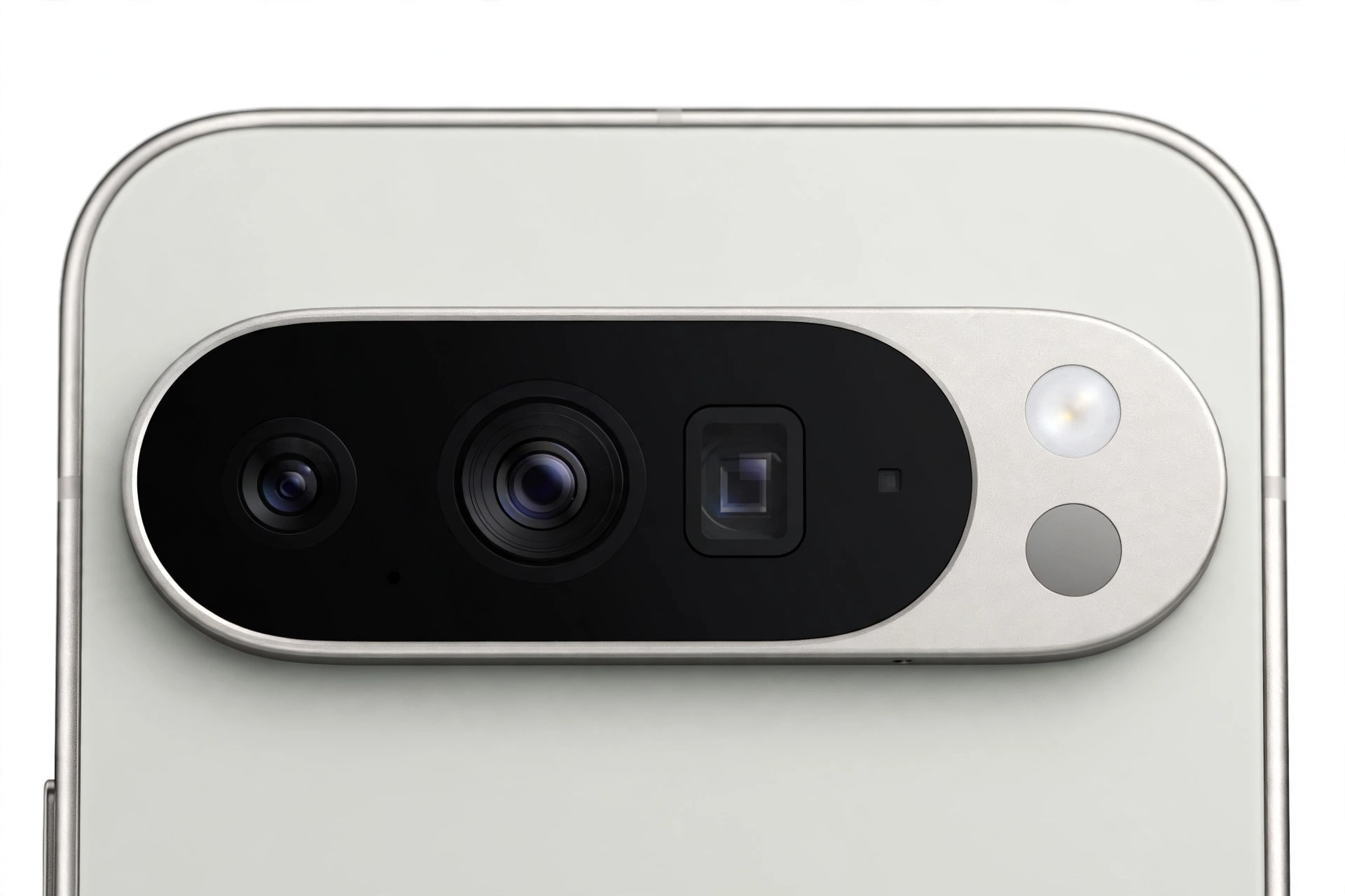 Close-up of Pixel style smartphone horizontal rear camera bar