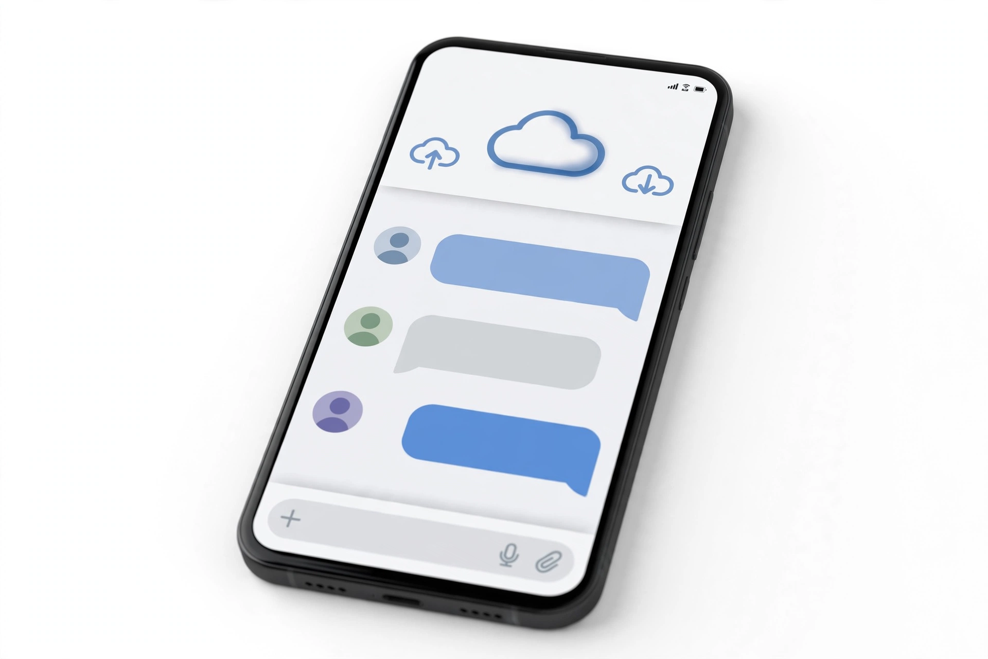 Smartphone messaging app with cloud backup concept