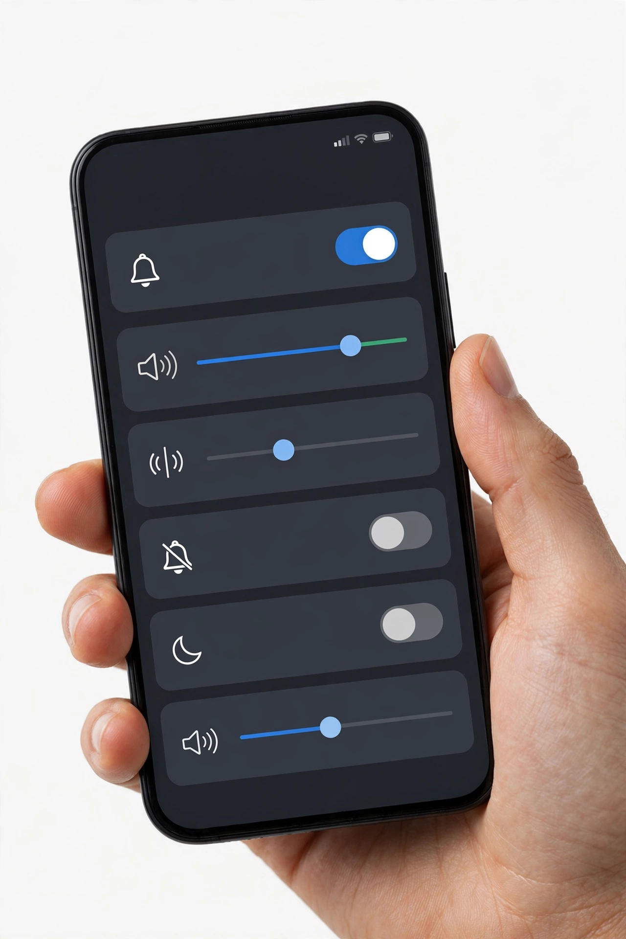 Checking notification and sound settings on a smartphone