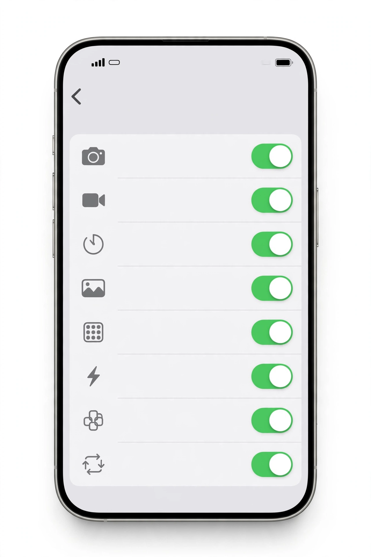 Close-up of iPhone camera settings screen