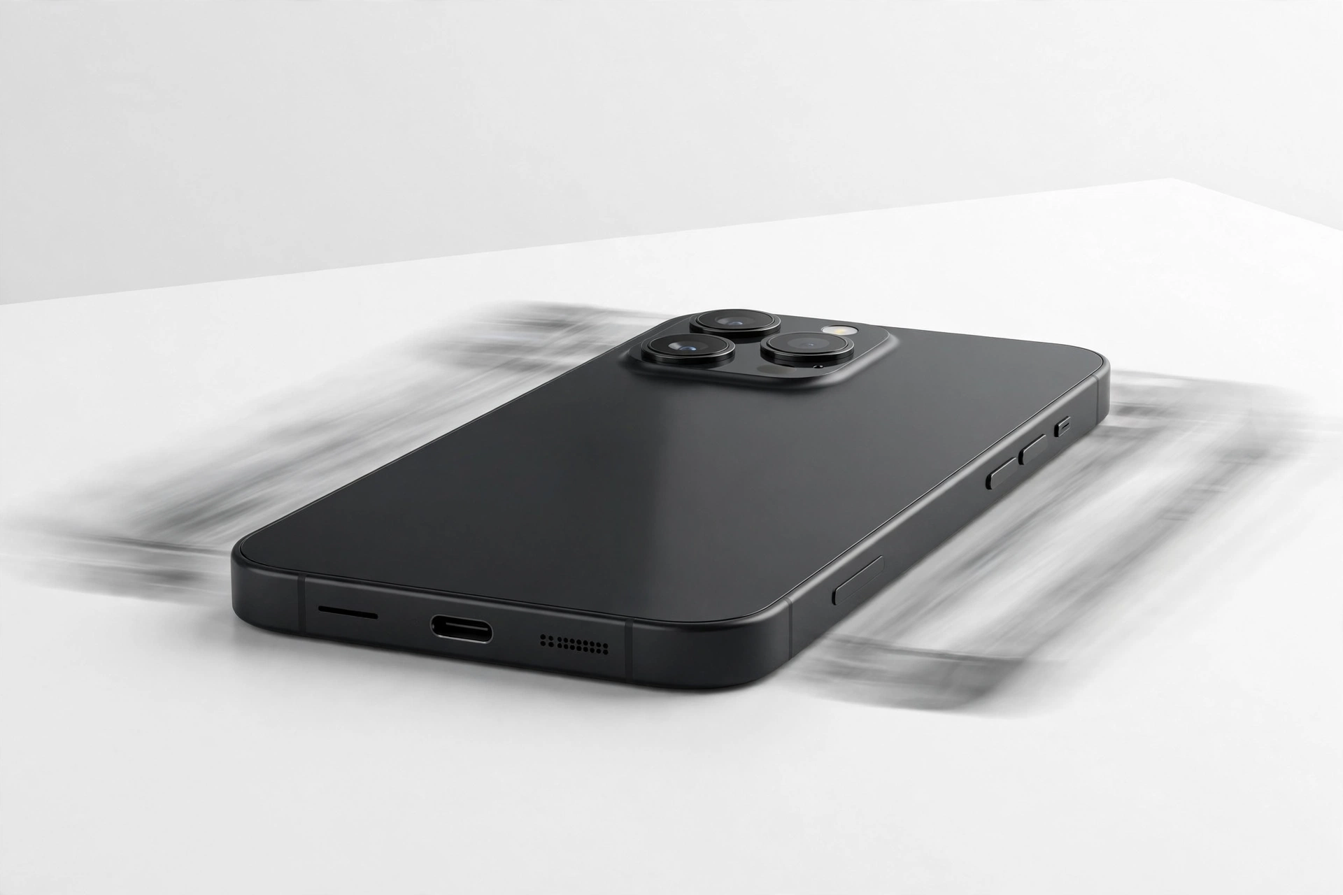 Smartphone vibrating on a table