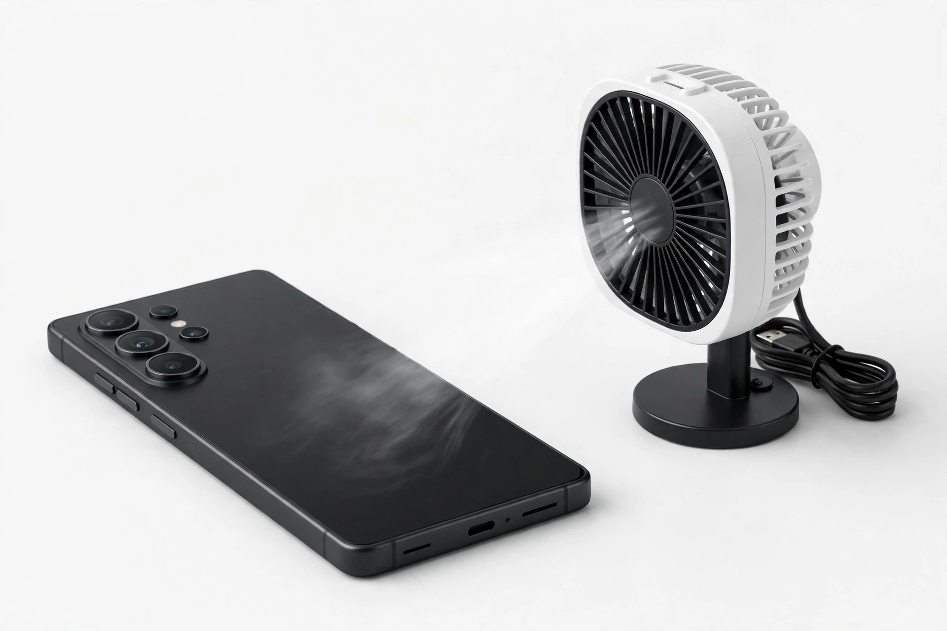 Cooling down a hot smartphone with a small fan