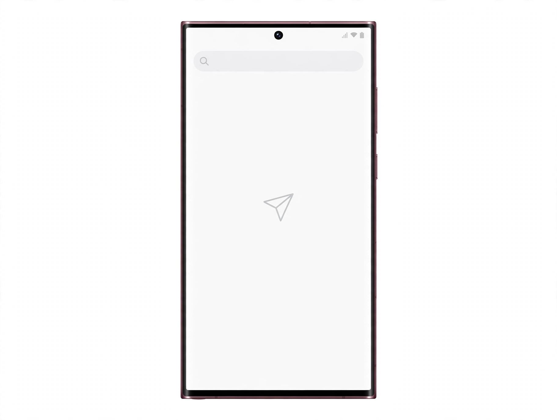 Samsung smartphone showing an empty messaging inbox