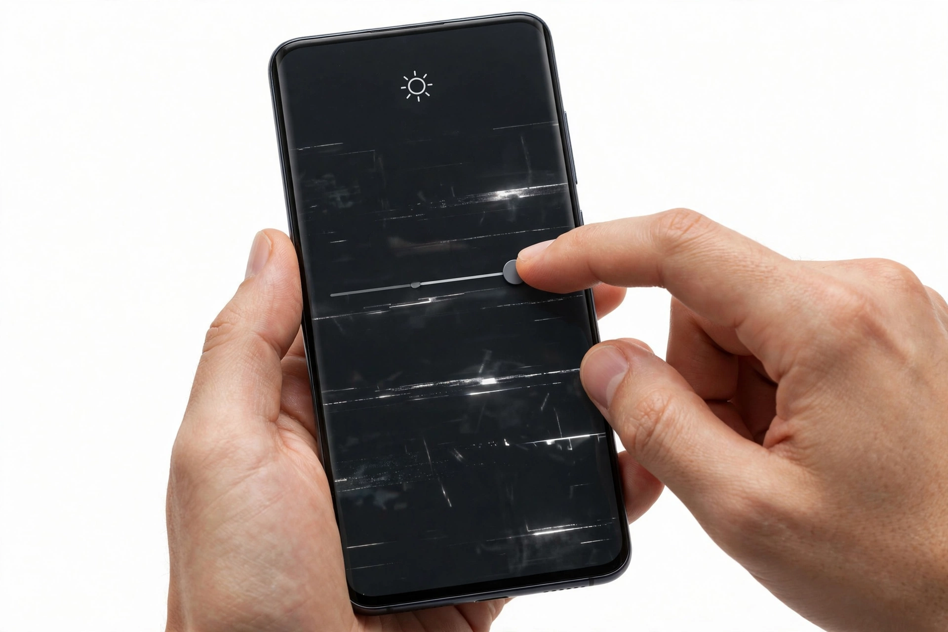 Adjusting display brightness settings to troubleshoot a flickering phone screen