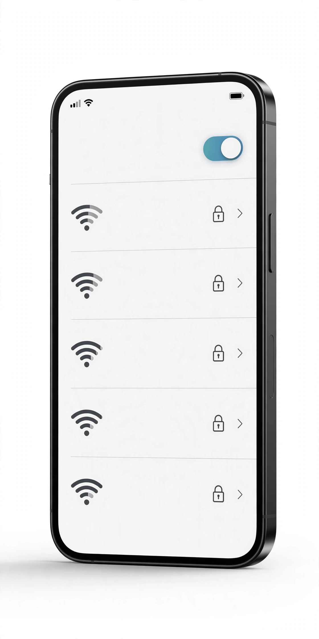 Smartphone showing WiFi settings screen with network list