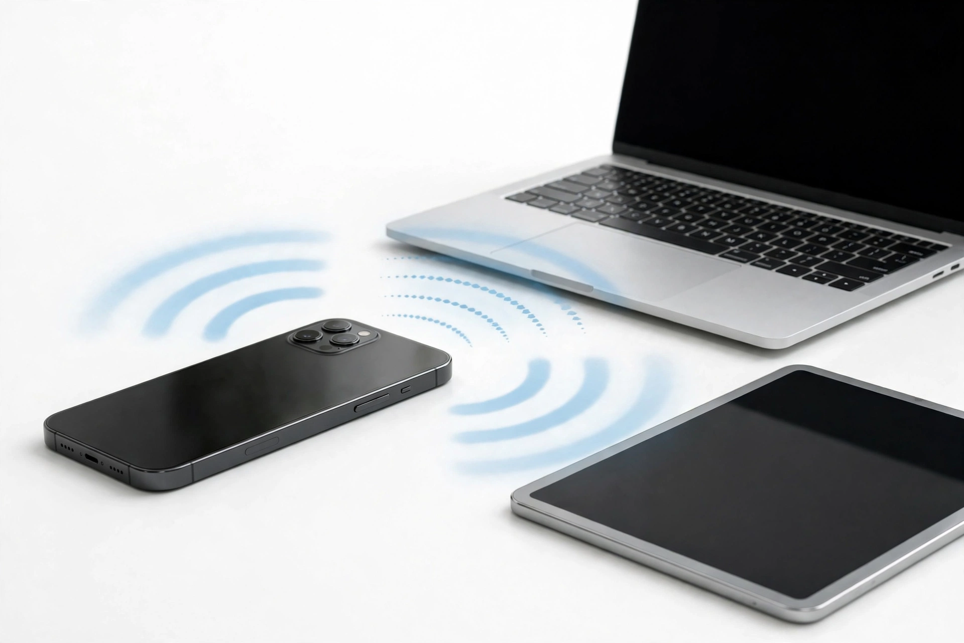 Smartphone sharing wifi hotspot connection with a laptop and tablet