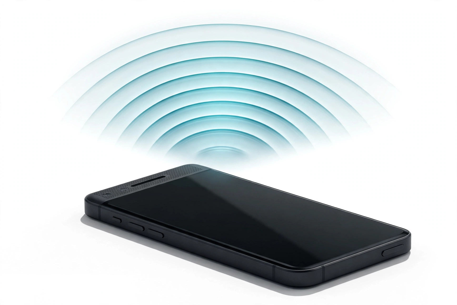 Smartphone playing audio with sound waves above the speaker area