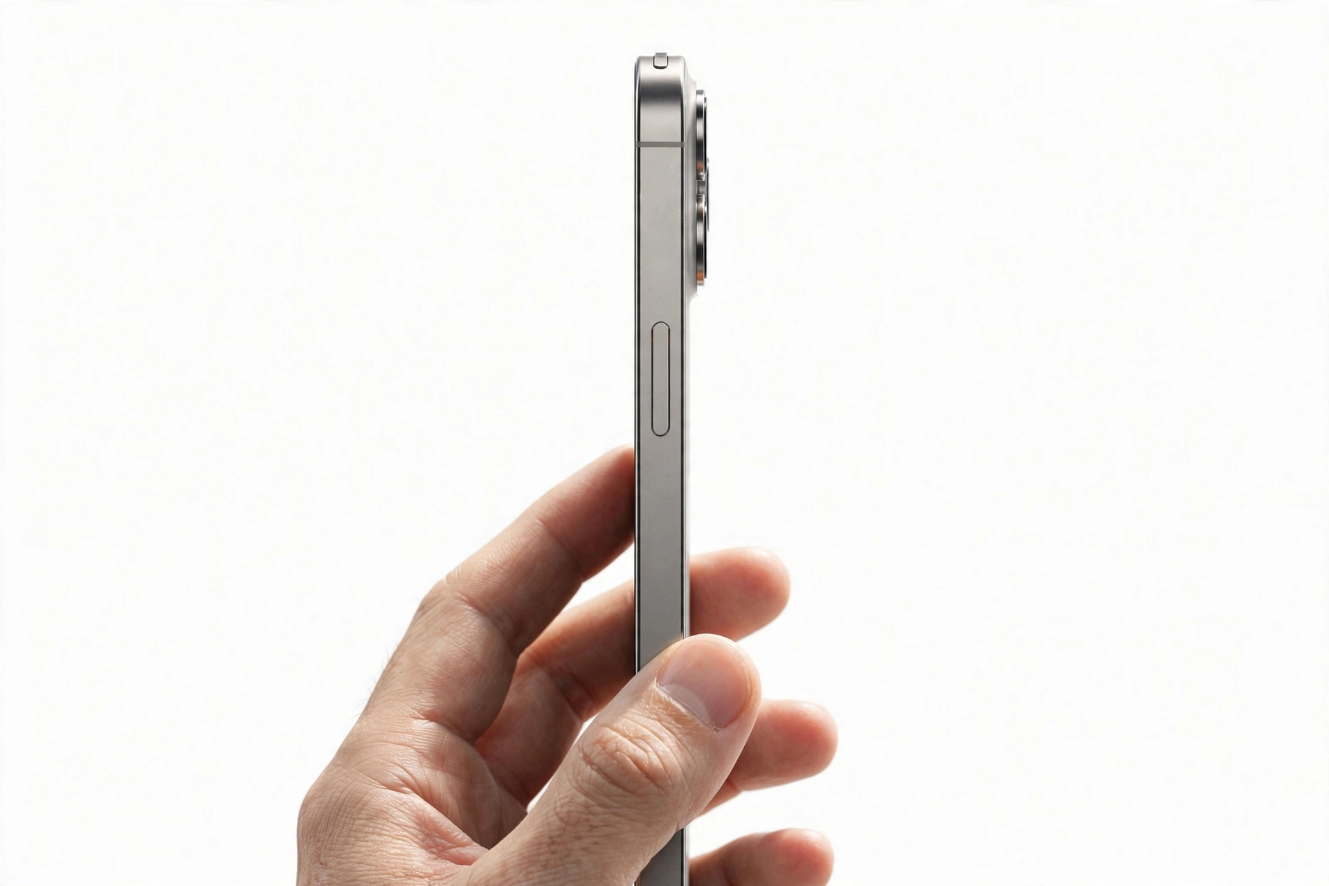 Ultra-thin iPhone being examined for authenticity, sleek profile view
