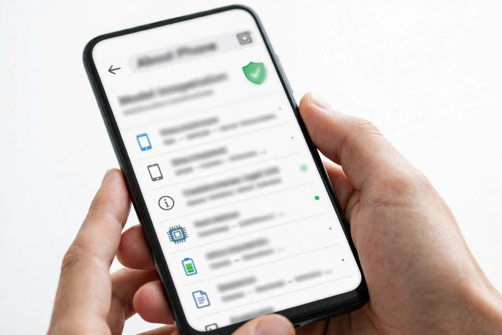 Smartphone about-phone settings screen showing model information