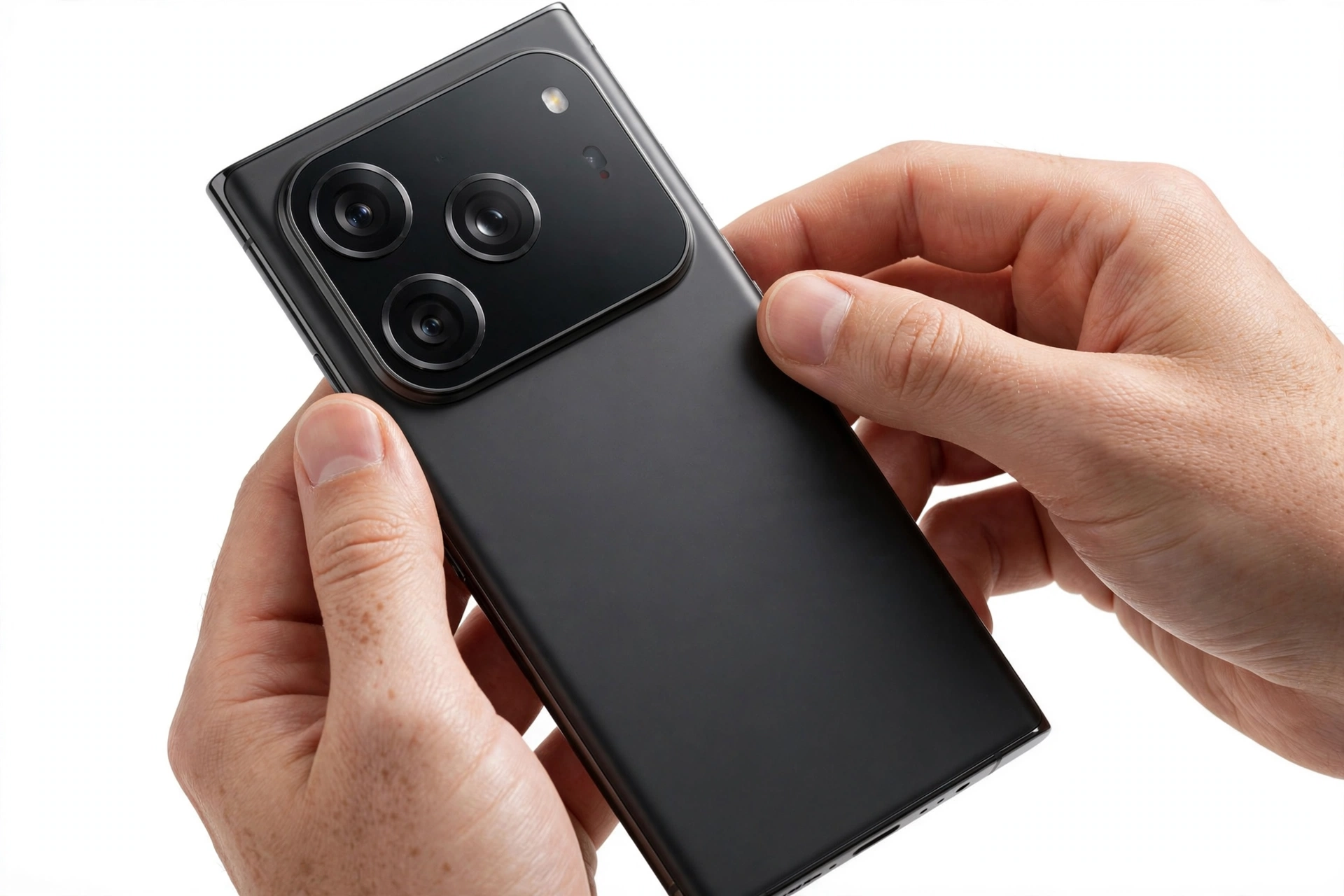 Flagship smartphone being examined for authenticity check