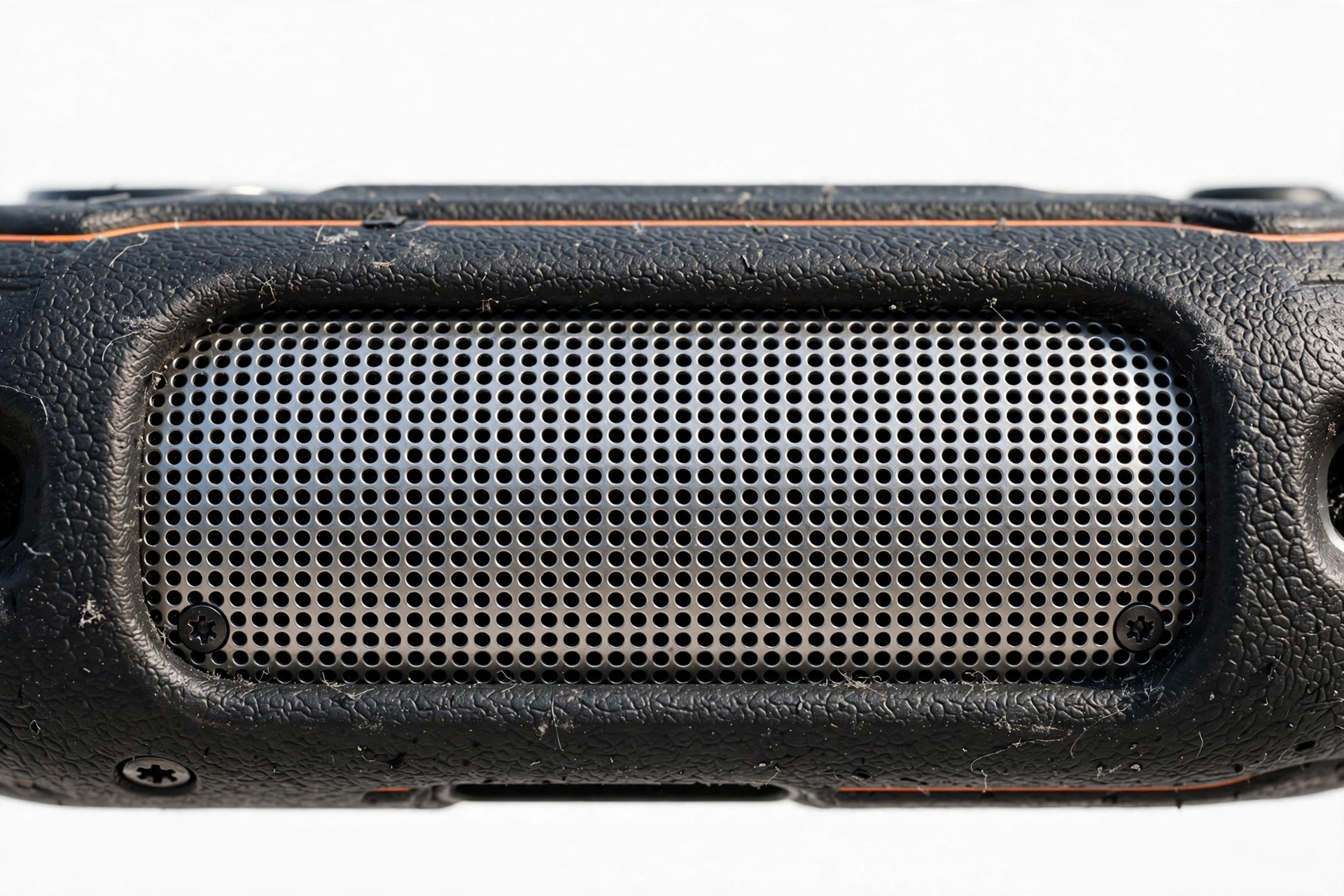 Close-up of rugged smartphone speaker grille